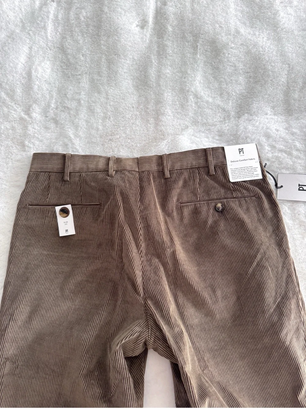 PT Torino Men’s Corduroy Pants Size Brown Slim Tapered NWT Cotton Cashmere
